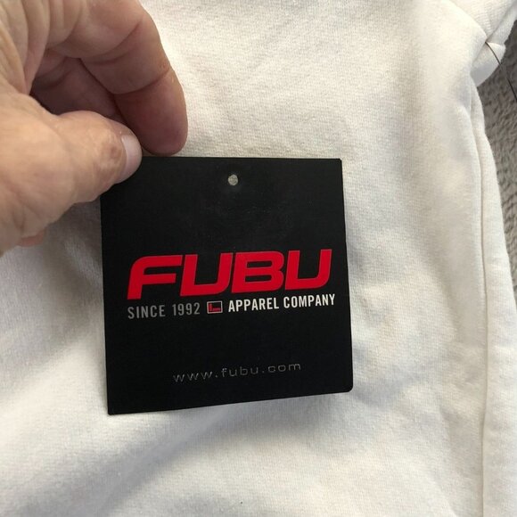NWT Fubu Mens Hoodie Sweatshirt XS White Graphic Logo Print Pullover Casual - Picture 9 of 14